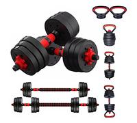 SUREPEFY 30kg Adjustable Dumbbells Set - 6-in-1 Dumbbell/Barbell/Kettlebell with Push-Up Bar, Free Weights for Home Gym Fitness Workout, Men & Women