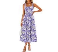 Sureple Midi Dresses for Women 2026 Spring Square Neck Tank Sleeveless A Line Casual Summer Sundresses with Pockets, B-purple Floral 05, S
