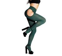 SUREPOCH Suspender Tights for Women Plus Size Garter Belt White Control Top Pantyhose, Dark Green, XL-XXL