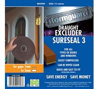SureSeal Draught Excluder Self Adhesive Foam Strip for Window & Doors (3mmx6mm, 15m Roll, Brown)