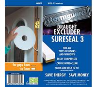 SureSeal Draught Excluder Self Adhesive Foam Strip for Window & Doors (3mmx6mm, 15m Roll, White)