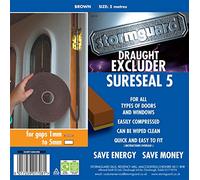 SureSeal Draught Excluder Self Adhesive Foam Strip for Window & Doors (5mmx9mm, 5m Roll, Brown)