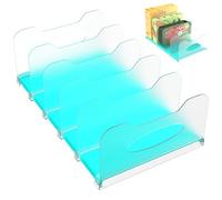 SURETIVIAN Freezer Organizer 12” Visible Fridge Organizer Rack with Removable Dividers and Handles, Freely Adjustable, Fits Refrigerator Frozen Meals, Lunch Meat Box, Cheeses (Mint Green)