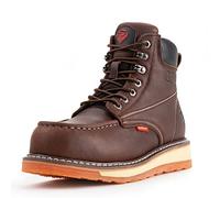 SUREWAY Mens 6 Inch Heavy Duty Steel Composite/Soft Toe Work Boots Extremely Comfortable Durable Oil Resistant Thick Leather Wedge Work Boots, Dark Brown Waterproof Composite Toe, 8 UK