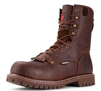 SUREWAY Men's 8" Waterproof Steel-Toe Logger Work Boot,Superior Oil/Slip Resistant,Thicker Full Grain Leather,Wedge Rubber Sole,EH Rated, Waterproof Steel Toe-dk Brown, 10.5