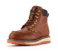 SUREWAY Men's Soft Toe Work Boots Full Grain Leather Moc Toe Work Boots for Men Wedge Sole Water Resistant Construction Boots brown Size: 9.5