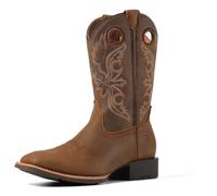 SUREWAY Western Boots Men's Square Toe Cowboy Boots Oil/Slip Resistant Durable Modern Classic 10" Mid Calf Wellies with Toe, Crazy Horse, 11.5 UK