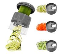 SUREWIN 3 in 1 Vegetable Spiralizer Slicer, Adjustable Zucchini Carrot Noodle Maker, Cucumber Spiral Cutter, Easy to Use Kitchen Tool（Dark Grey）
