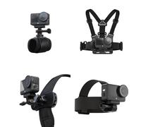 SUREWO 4 in 1 Accessories Set for DJI Action 6/5Pro/4/3/2,Chest Mount Harness/Head Strap Mount/ 360°Rotating Wrist Strap/360° Rotation Quick Clip Bracket for GoPro Hero 13/12/11 (Set 1)