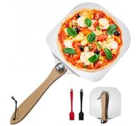 SurezoTich Folding Pizza Peel, 12 Inch Aluminum Perforated Pizza Paddle with Small Spatula and Oil Brush, for Any Outdoor Or Indoor Pizza Grill Oven, Homemade Pizzas Bread Pie