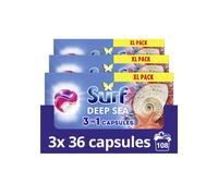 Surf 3 in 1 Deep Sea Laundry Washing Detergent Capsules 108 washes (3x 36 capsules) joy-infused fragrance with natural essential oils lasting up to 12