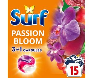 Surf 3 in 1 Laundry Washing Detergent Capsules Passion Bloom 15 washes