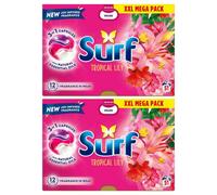 Surf 3 In 1 Laundry Washing Detergent Capsules Tropical Lily, 102 Washes, 2Pk
