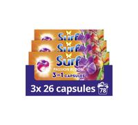 Surf 3 in 1 Passion Bloom Laundry Washing Detergent Capsules 78 washes (3x 26 capsules) joy-infused fragrance with natural essential oil lasting up to
