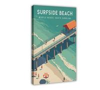 Surf Beach Marina - Myrtle Beach Coast Canvas Poster Wall Art Decor Print Picture Paintings for Living Room Bedroom Decoration 12x18inch(30x45cm)