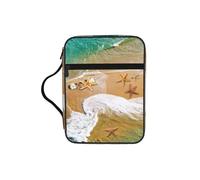Surf Beach Starfish Print Bible Cover Case, Carrying Book Case with Durable Handle Bible Protective Church Bag for Men Women