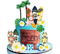 Surf Birthday Cake Decoration Moana Beach Birthday Decoration Summer Hawaiian Decor Surfboard Lifebuoy Cake Surf Theme Party Supplies