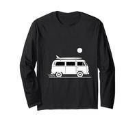 Surf Camper Van Minimal Beach Road Trip Graphic Design Long Sleeve T-Shirt
