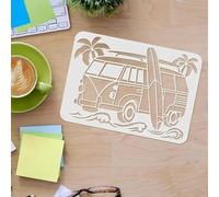 Surf Car Coconut Tree Wall Stencils Template Reusable Spray PaintStencils for Craft Painting On Wood Craft Canvas Walls Wood Furniture Decorations DIY Scrapbooking