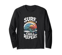 Surf Chill Repeat Turtle Sunset Sea Long Sleeve T-Shirt