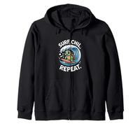 Surf Chill Repeat Turtle Sunset Sea Zip Hoodie