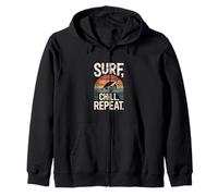 Surf Chill Repeat Turtle Sunset Sea Zip Hoodie