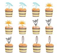 Surf Cupcake Decorations - Surfboard Beach Cake Decorations, The Big One Theme Party, Summer Beach Birthday Party Supplies