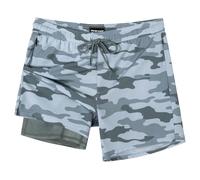 SURF CUZ Mens Swim Trunks with Compression Liner Swimming Trunks 5 Inch Bathing Suit Quick Dry Swim Shorts, Grey Blue Camo, X-Large