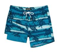 SURF CUZ Mens Swim Trunks with Compression Liner Swimming Trunks Swimsuit Swimming Costume 5 Inch Bathing Suit Quick Dry Swim Shorts, Green Striped Turtle, L