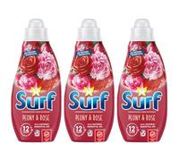 Surf Fabric Softener & Conditioner Peony & Rose Liquid Detergent 648ml 24 Washes, Long Lasting Joy Infused Fragrance with Natural Essential Oils 12 Hours Freshness in Wear Pack of 3