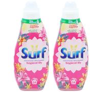 Surf Fabric Softener & Conditioner Tropical Lily Liquid Detergent 648ml 24 Washes, Long Lasting Fragrance with Natural Essential Oils, Fresh Laundry Scent, Fabric Care Pack of 2