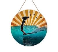 Surf Girl Wood Sign It's All About Where Your Mind's At Surfing Wood Door Hanging Sign Plaque Rustic Wood Hanging Sign Living Room Farmhouse Yard Decor Round 12x12 Inch