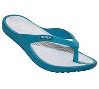 Surf Ladies Navy/Aqua Blue & Navy/Light Green Eva Toe Post Flip Flop Sandals Summer Flat Beach Shoe (Turquoise, 3)