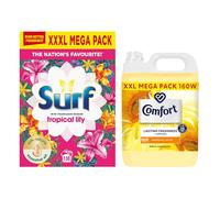 Surf Laundry Powder Tropical Lily & Ylang-Ylang 130 Washes 6.5 KG Washing Powder with Comfort Fabric Softener XXL Mega Pack Fabric Conditioner of Your Choice 160 Washes 4.8 Litre (Sunshiny Days)
