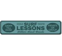 Surf Lessons Sign, Personalized Dawn Till Dusk Private or Group Sign329 for Indoor Outdoor Yard Street Signs 16x4 inches