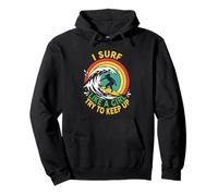Surf Like a Girl Try to Keep Up Retro Surfboard Wave Surfing Pullover Hoodie