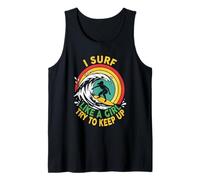 Surf Like a Girl Try to Keep Up Retro Surfboard Wave Surfing Tank Top