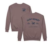 Surf Monkey Classic Round Neck Sweatshirt Men/Women with NO Plastic Print - Organic Cotton - Oversize, coffee, M