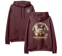 Surf Monkey Hoodie Organic Hoodie for Men/Women Banana - Organic Cotton Gots, Wine, L