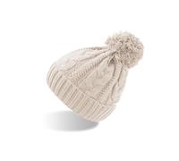 Surf Monkey Unisex Winter Hat with Pom Pom, One Size, Fleece Lining, beige, One Size