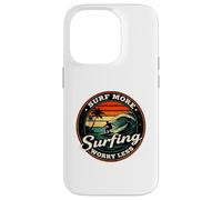 Surf More Surfing Worry Less Retro Sunset Surfer Design Case for iPhone 14 Pro