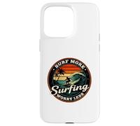 Surf More Surfing Worry Less Retro Sunset Surfer Design Case for iPhone 15 Pro Max
