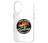 Surf More Surfing Worry Less Retro Sunset Surfer Design Case for iPhone 17