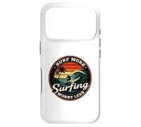 Surf More Surfing Worry Less Retro Sunset Surfer Design Case for iPhone 17 Pro