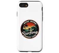Surf More Surfing Worry Less Retro Sunset Surfer Design Case for iPhone SE (2020) / 7/8