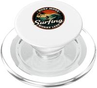Surf More Surfing Worry Less Retro Sunset Surfer Design PopSockets PopGrip for MagSafe