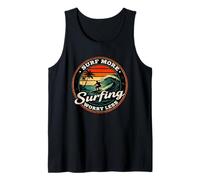 Surf More Surfing Worry Less Retro Sunset Surfer Design Tank Top