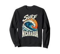 Surf Nicaragua Retro 80s Ocean Waves Beach Travel Adventure Sweatshirt