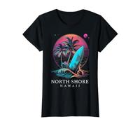 Surf North Shore Hawaii Surfer Oahu Retro Wave Surfing Value Graphic T-Shirt, Women, Black, S