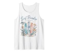 Surf Paradise Ride The Wave Three Surfboards Sea Turtle Tank Top